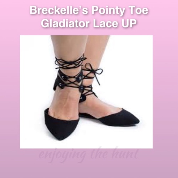 Breckelle's Gladiator Lace Up Flats Mules - Picture 4 of 5